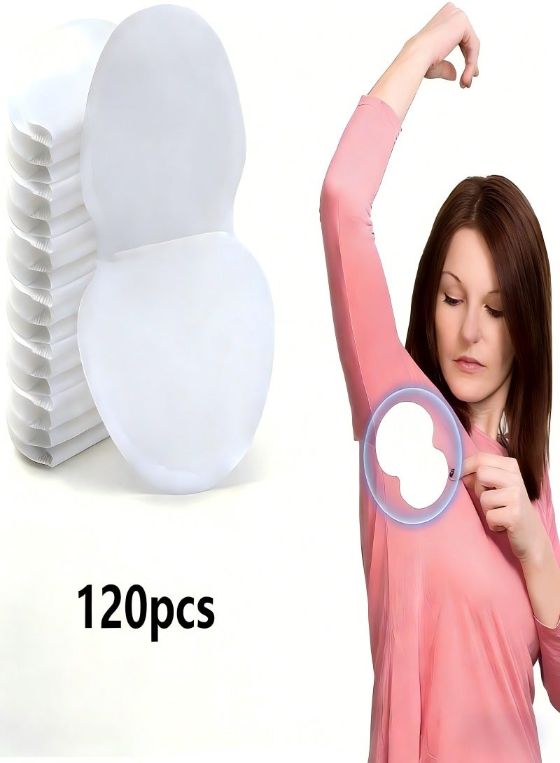 120Pcs Disposable Underarm Sweat Pads,  Underarm Pads Invisible Armpit Sweat Pads, Anti-Odor & Moisture Protection Underarm Guards Sweat Pad for Men and Women, Comfortable Armpit Guards for Dresses, Shirts & Tight Clothing - Image 1